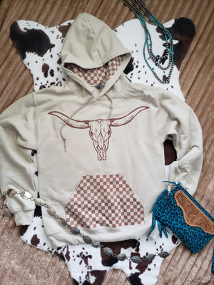 Longhorn Checked Hoodie