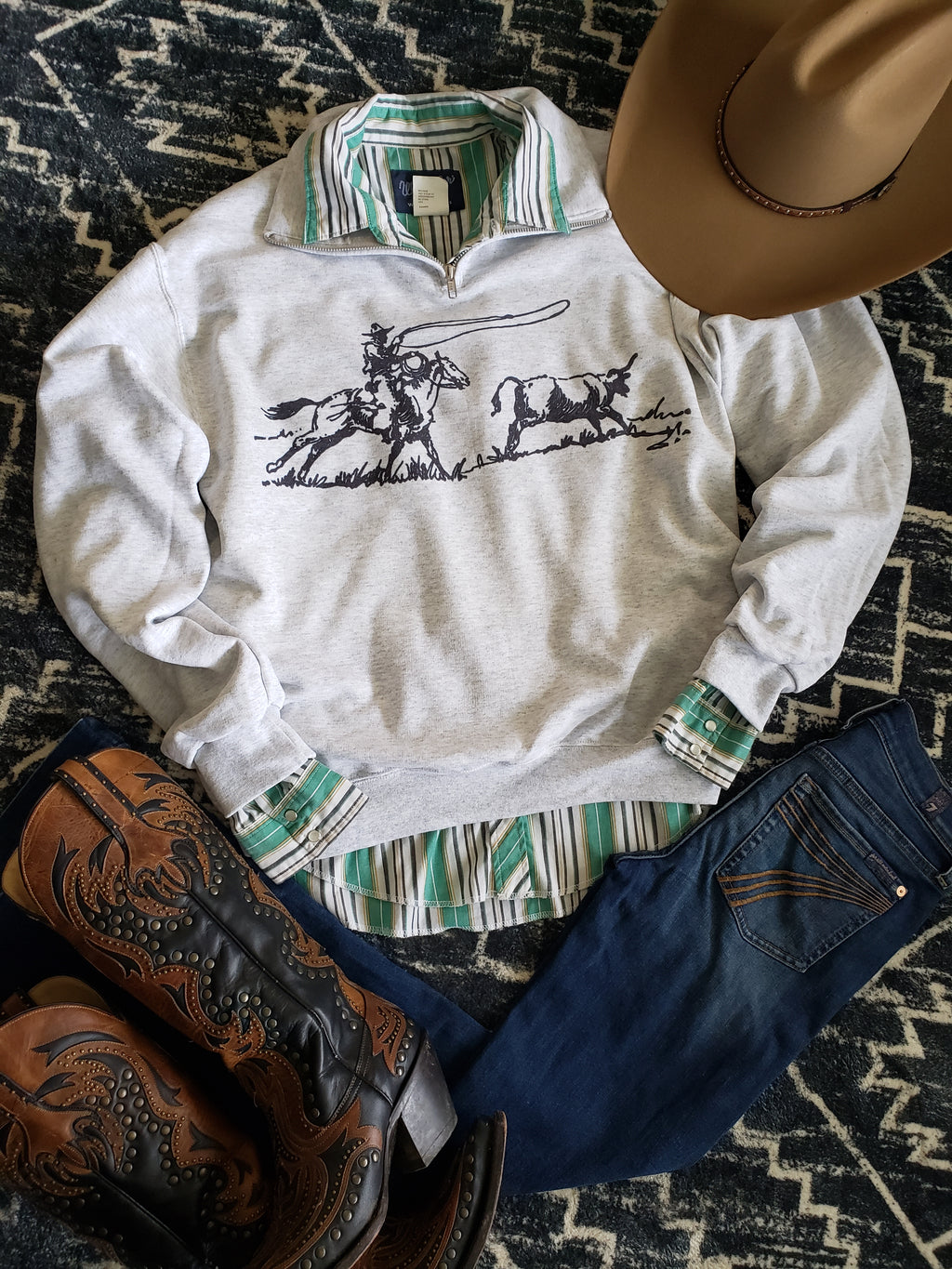 Calf Roper 1/4 Zip Sweatshirt