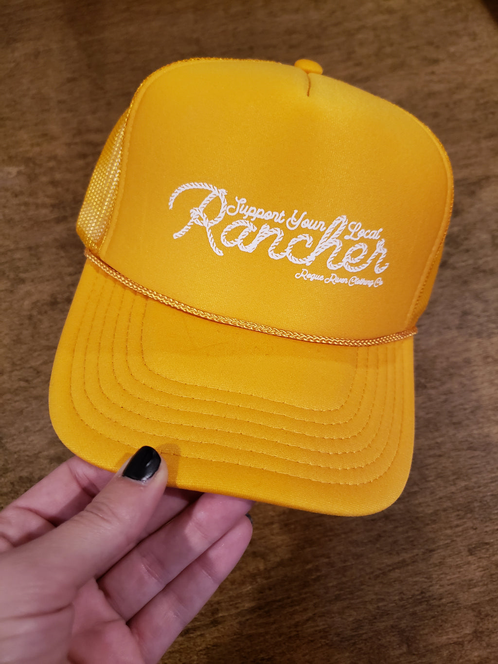 Support Your Local Rancher Mustard Yellow Trucker Hat