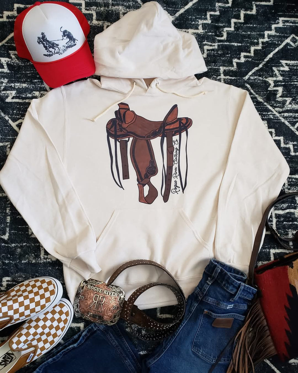 Ivory Saddle Hoodie