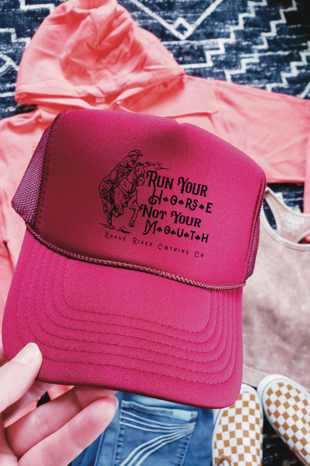 Run Your Horse Trucker Hat Burgundy