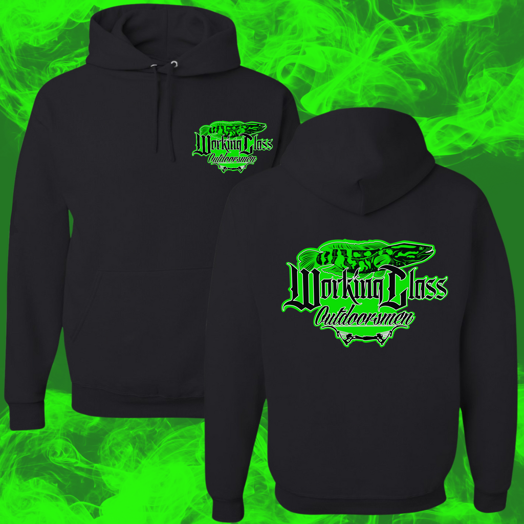 Working Class Black Hoodie Lime Logo