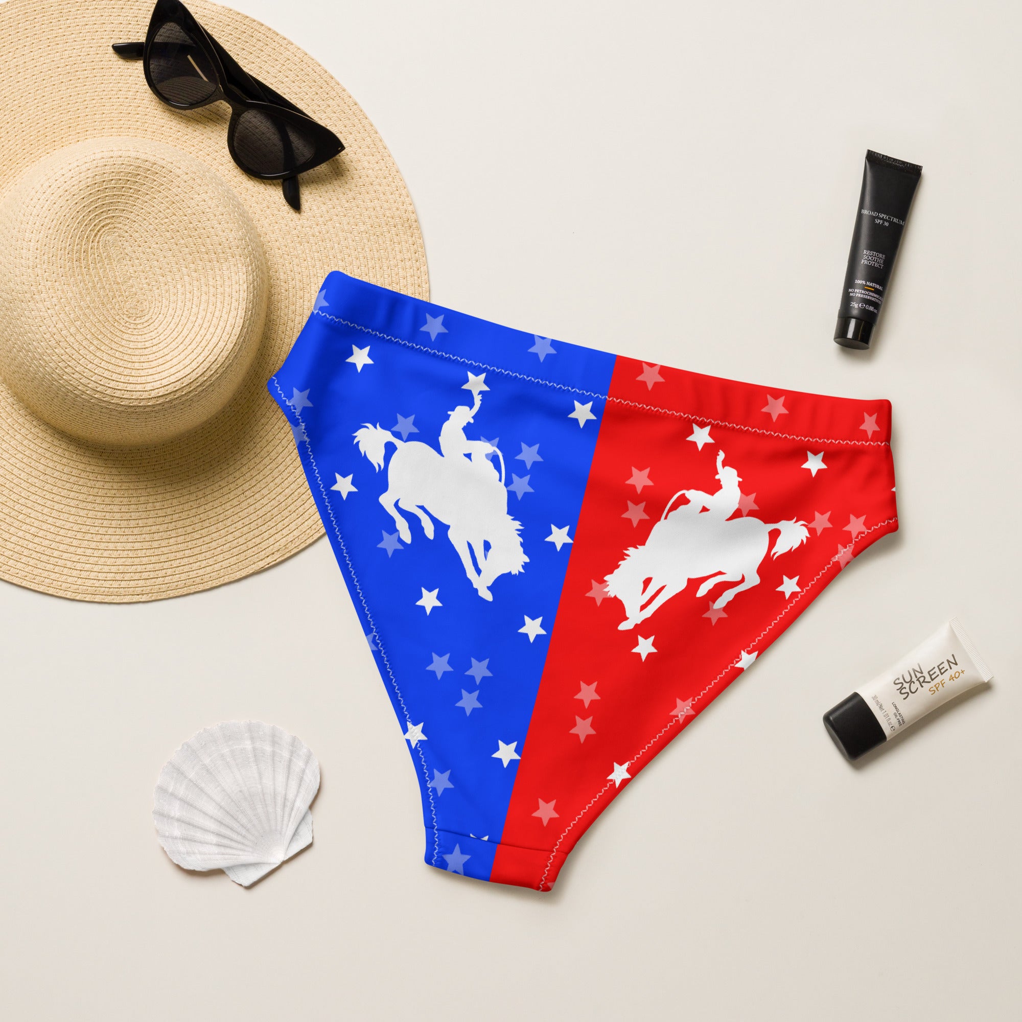 Patriotic Bronc High Waisted Bikini Bottom