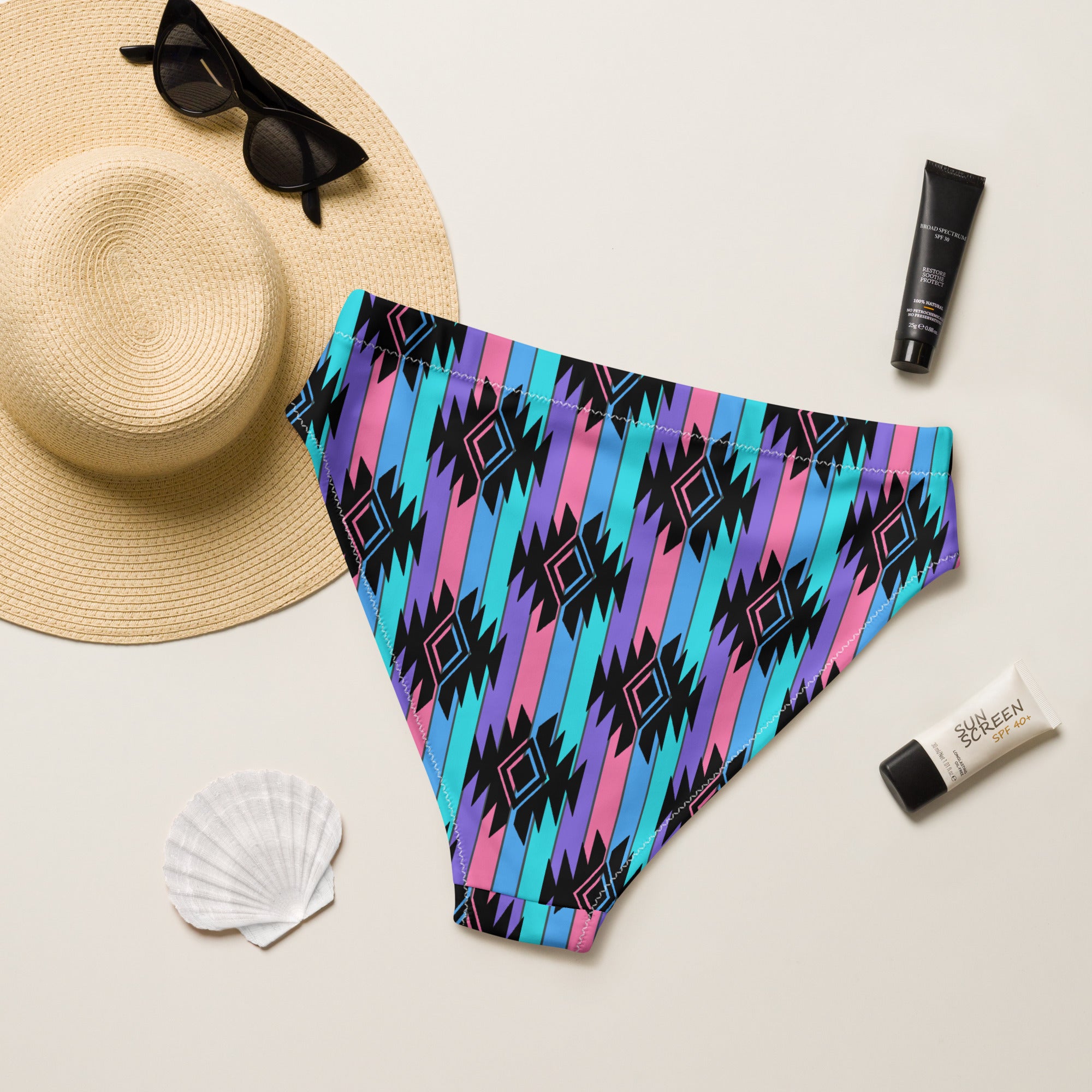 Neon Rainbow High Waisted Bikini Bottoms