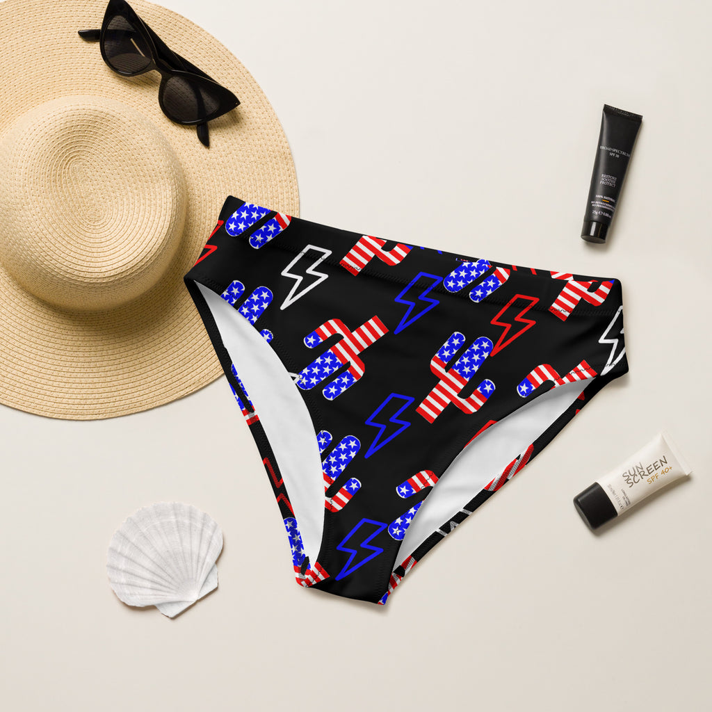 Patriotic Cactus High Waisted Bikini Bottoms