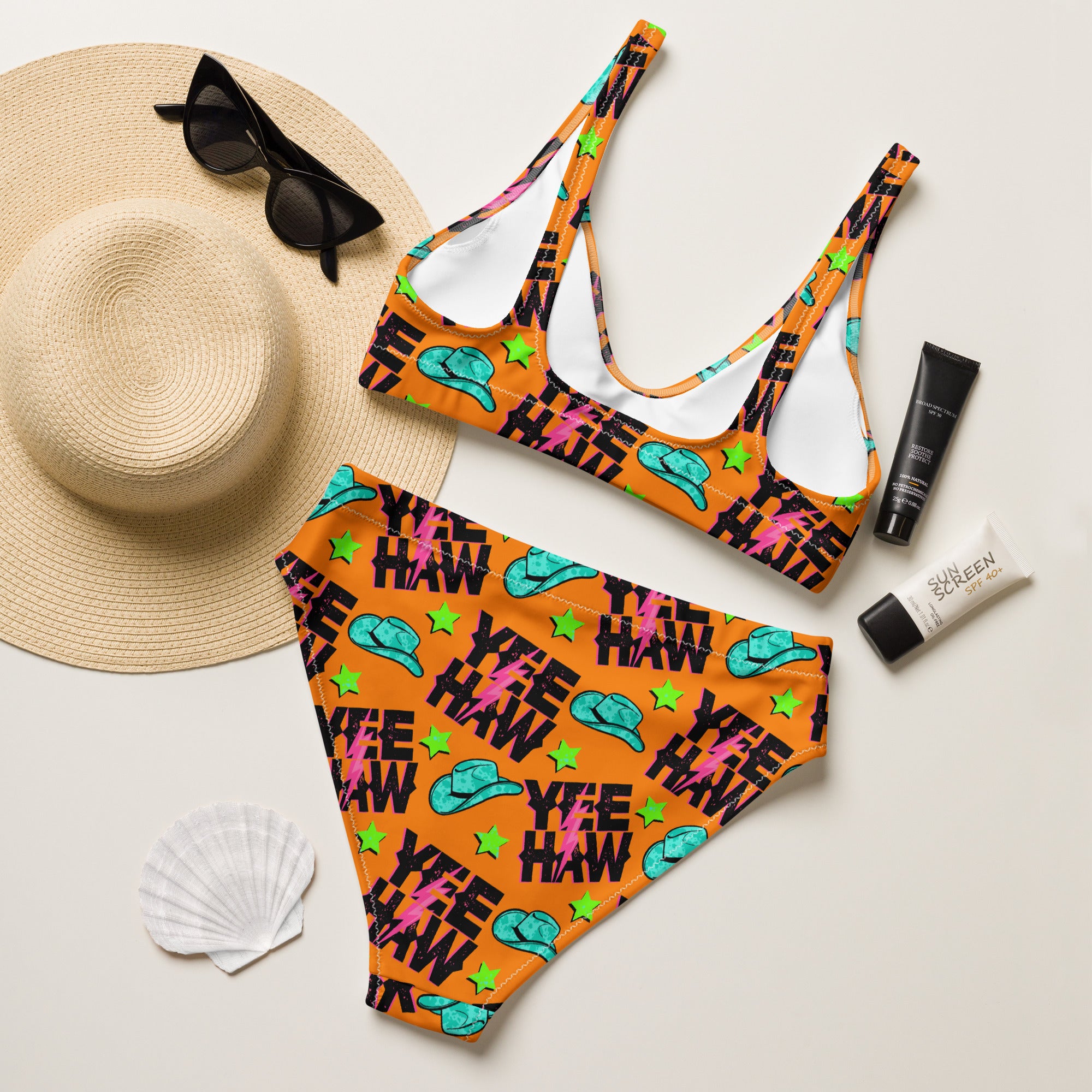 Orange Yee Haw High Waisted Bikini Set