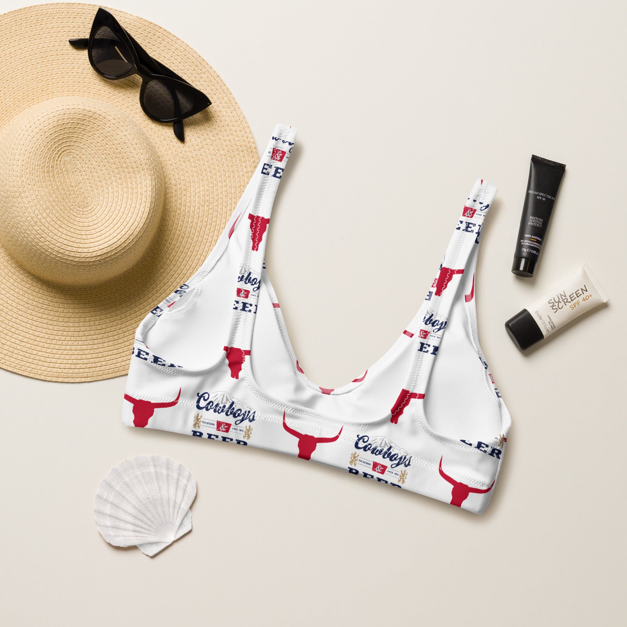 Red Cowboys and Beer Bikini Top