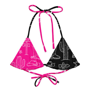 Color Block Western Print Bikini Top