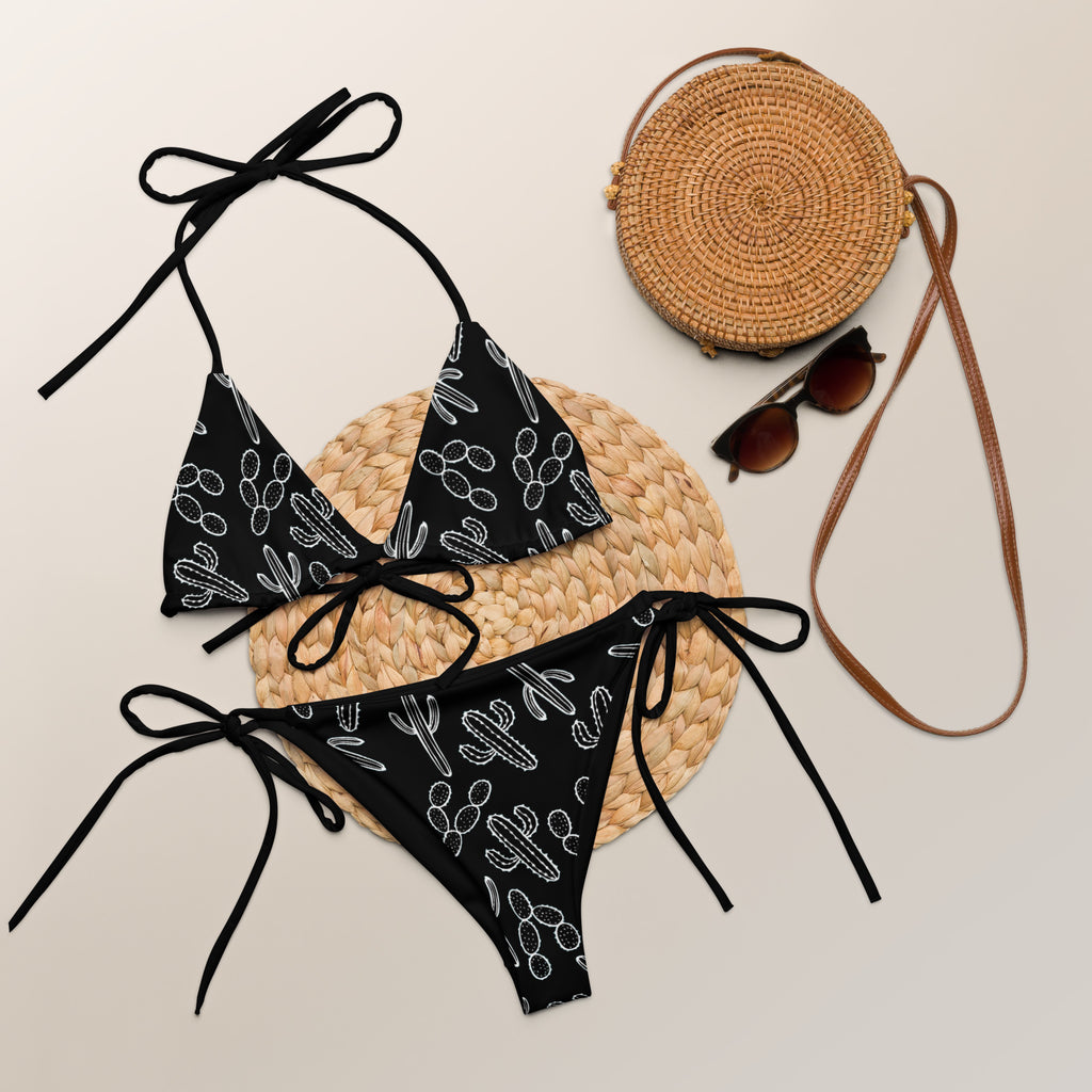 Black Cacti String Bikini