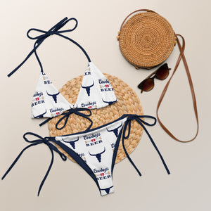 Navy Cowboys & Beer String Bikini