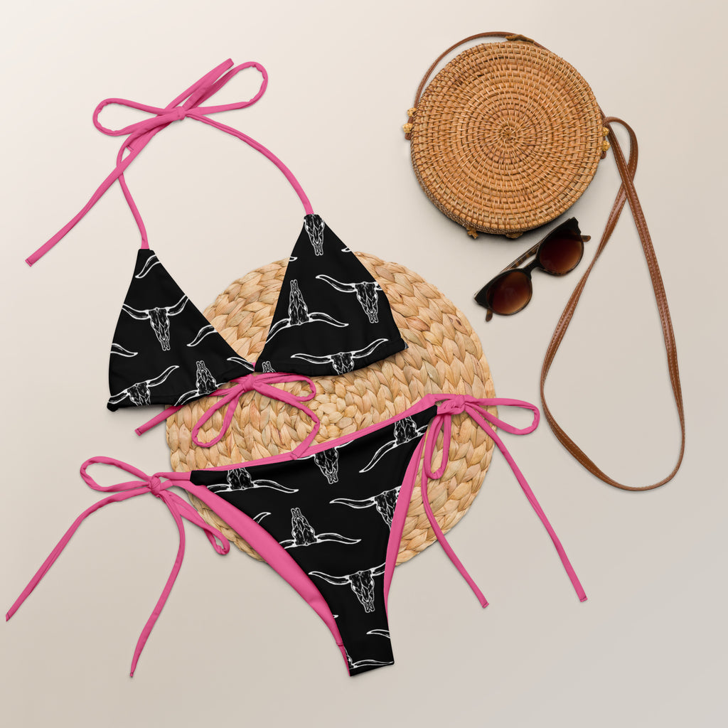 Black Longhorn String Bikini