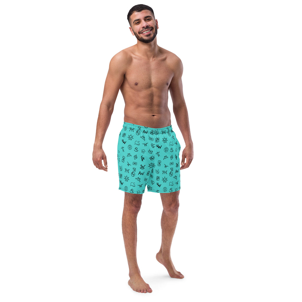 Men's Blue Cattle Brand Swim Trunks