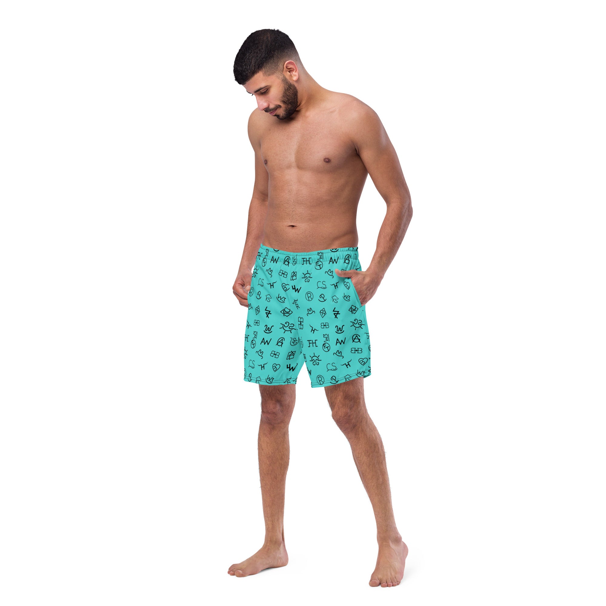Men's Blue Cattle Brand Swim Trunks