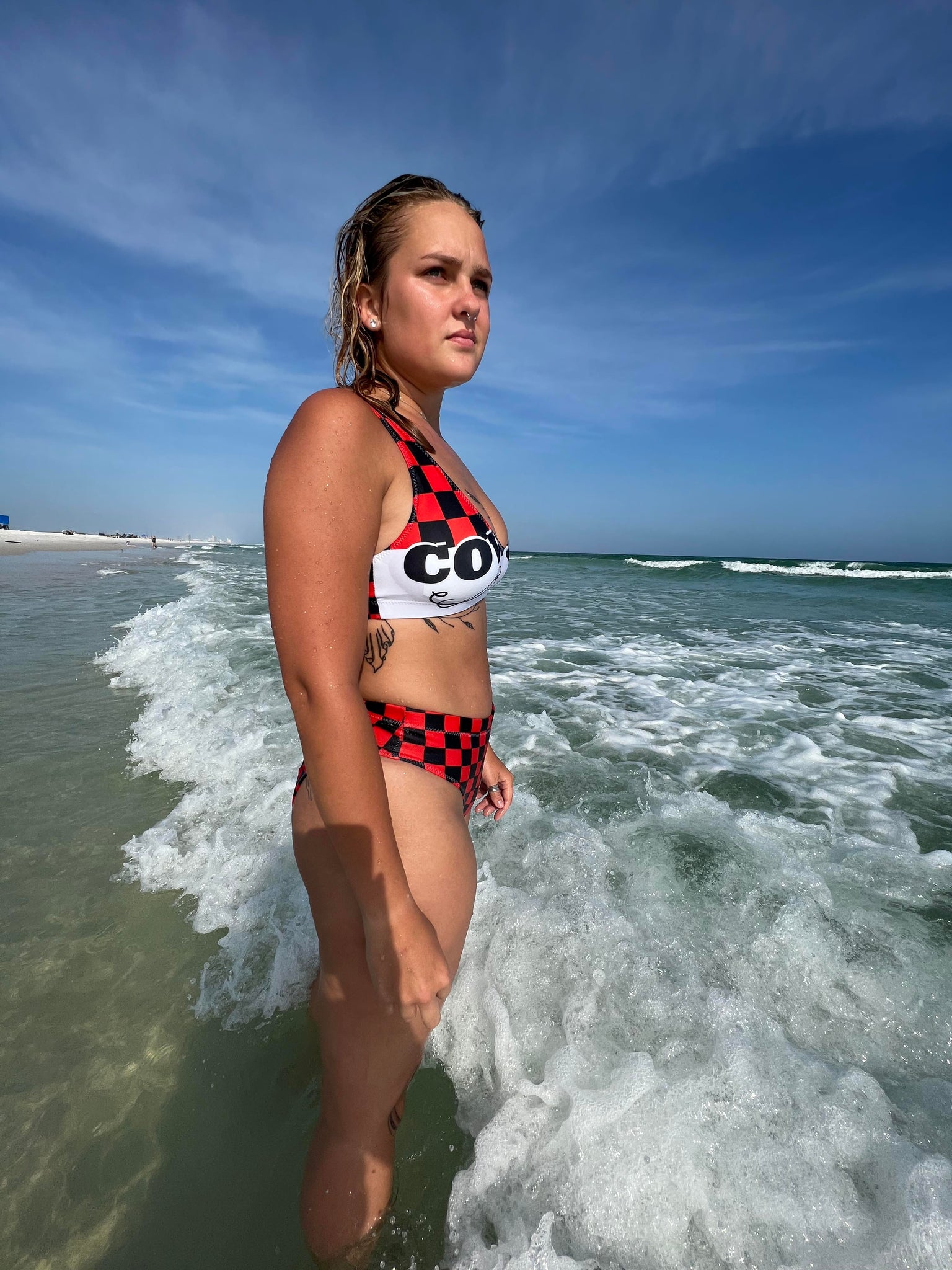 Checkerboard Cowboy Killer High Waist Bikini