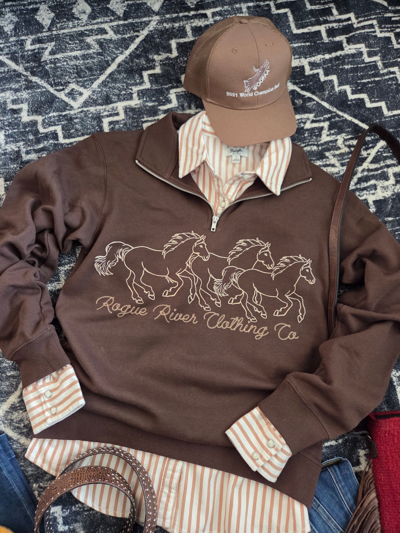 Boss Mare Chocolate 1/4 Zip Sweatshirt