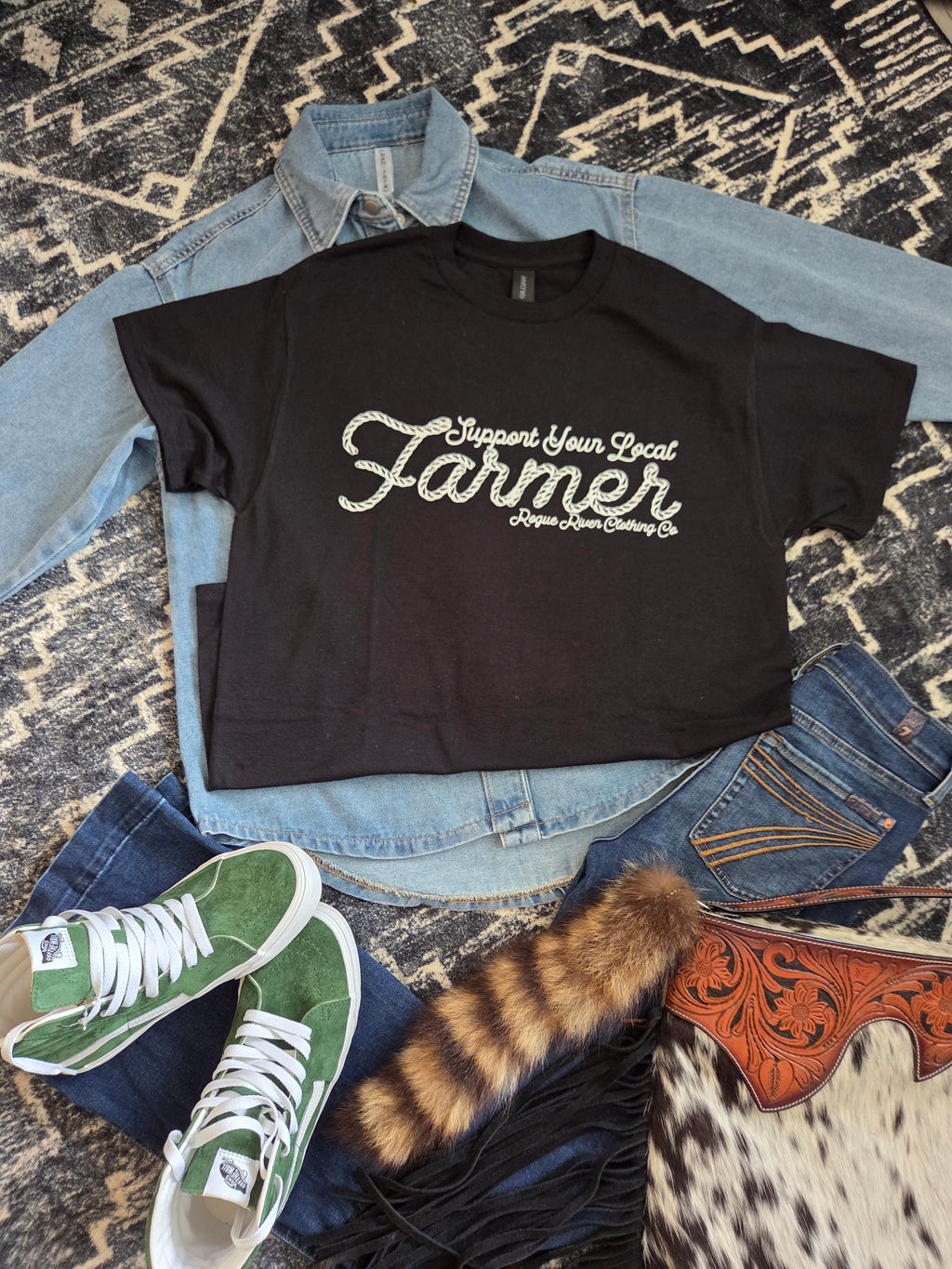 Support Local Farmer Tee Black