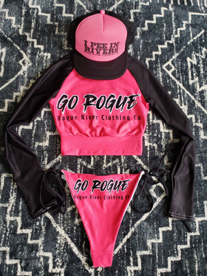 I Pee In Rivers Trucker Hat Pink/Black