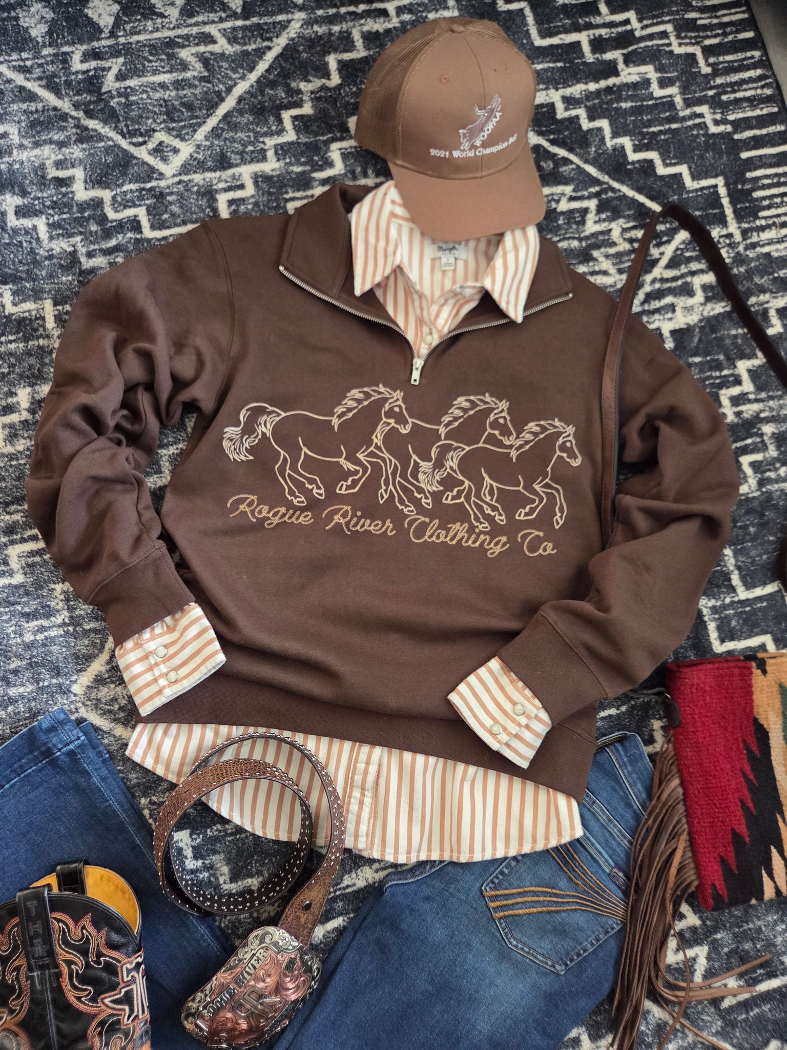 Boss Mare Chocolate 1/4 Zip Sweatshirt