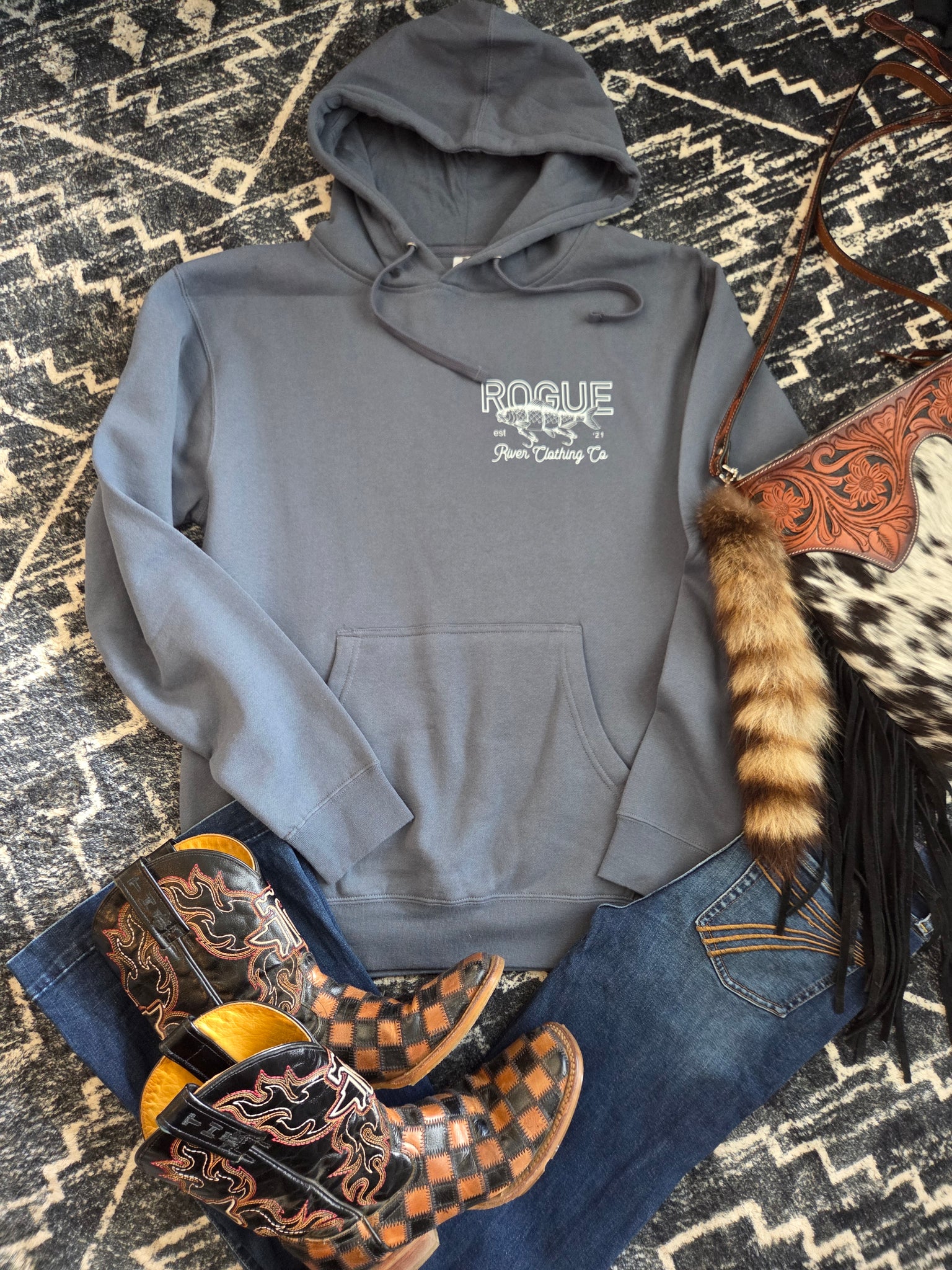 Swim Bait Hoodie Slate Blue