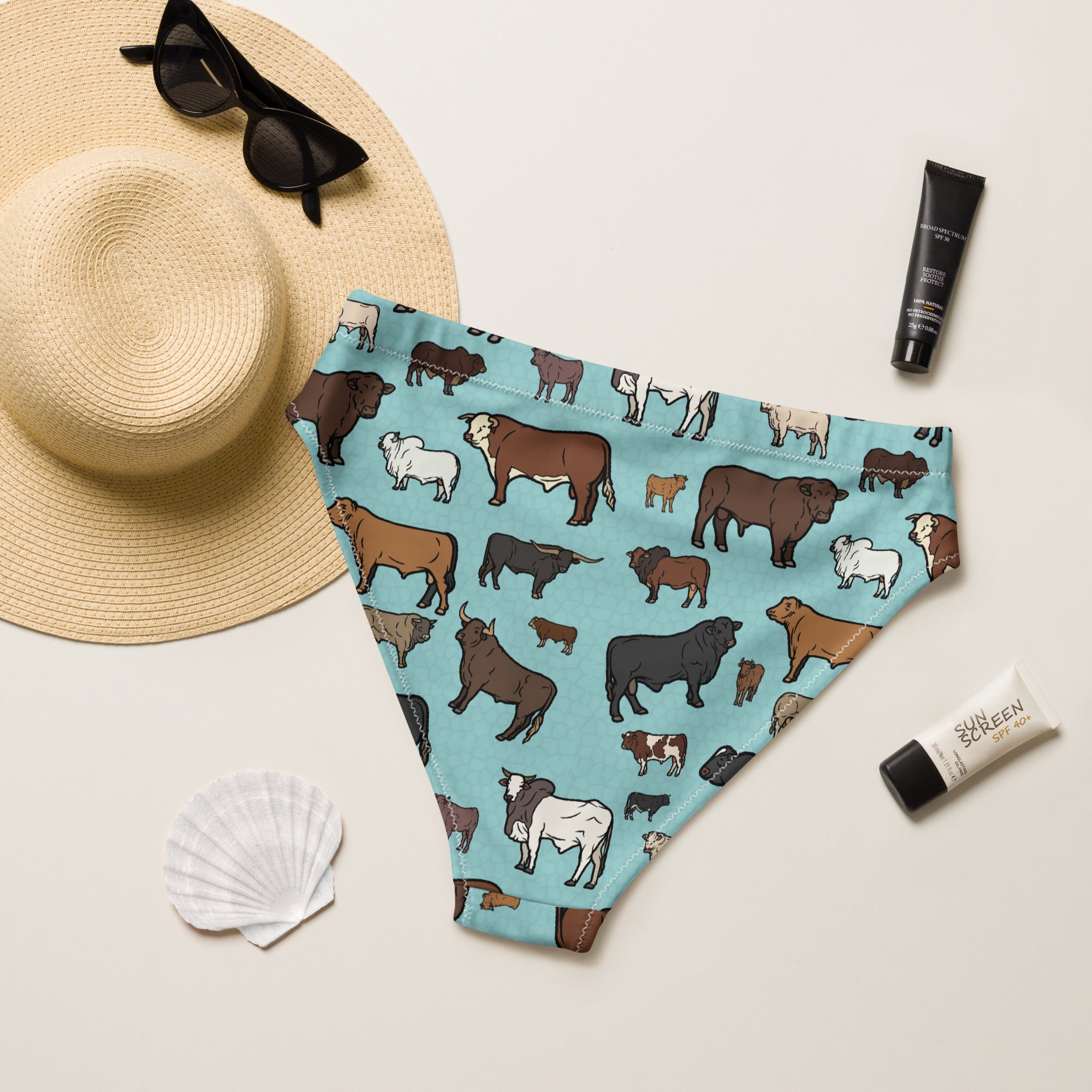 Cattle Breeds High Waist Bikini Bottom