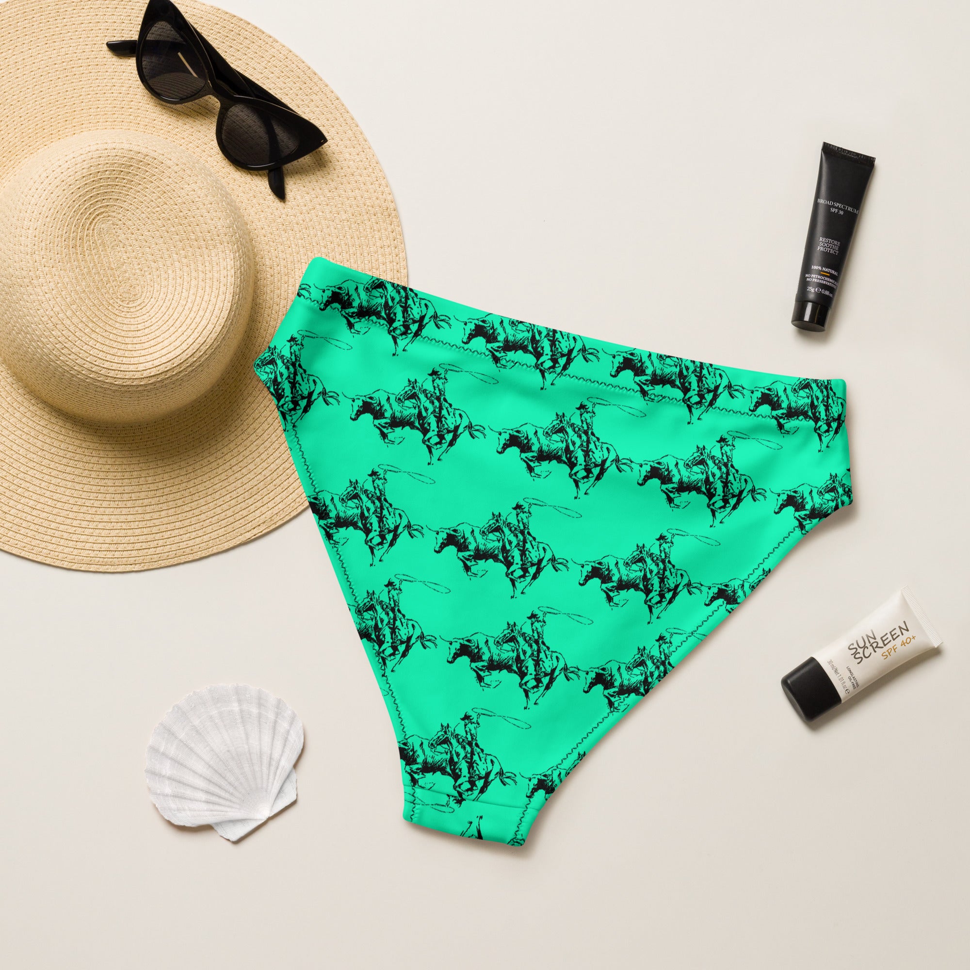 Old West Turquoise High Waisted Bikini Bottoms