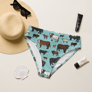 Cattle Breeds High Waist Bikini Bottom