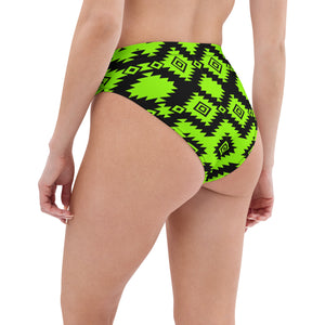 Neon Green & Aztec High Waist Bikini Bottom