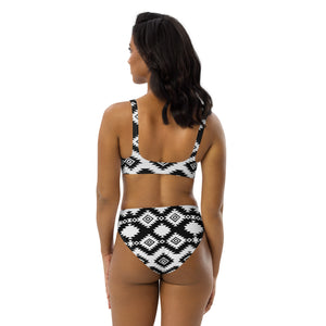 Black & White Aztec High Waist Bikini