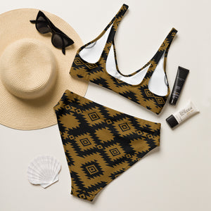 Black & Tan Aztec High Waist Bikini