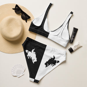 Black & White Colorblock High Waist Bikini
