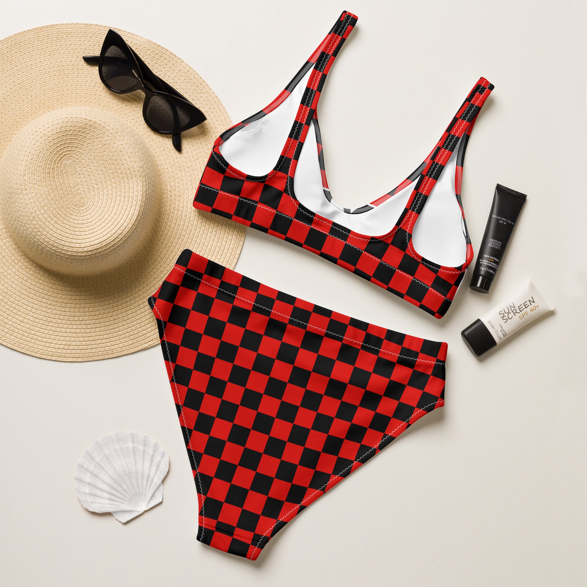 Checkerboard Cowboy Killer High Waist Bikini