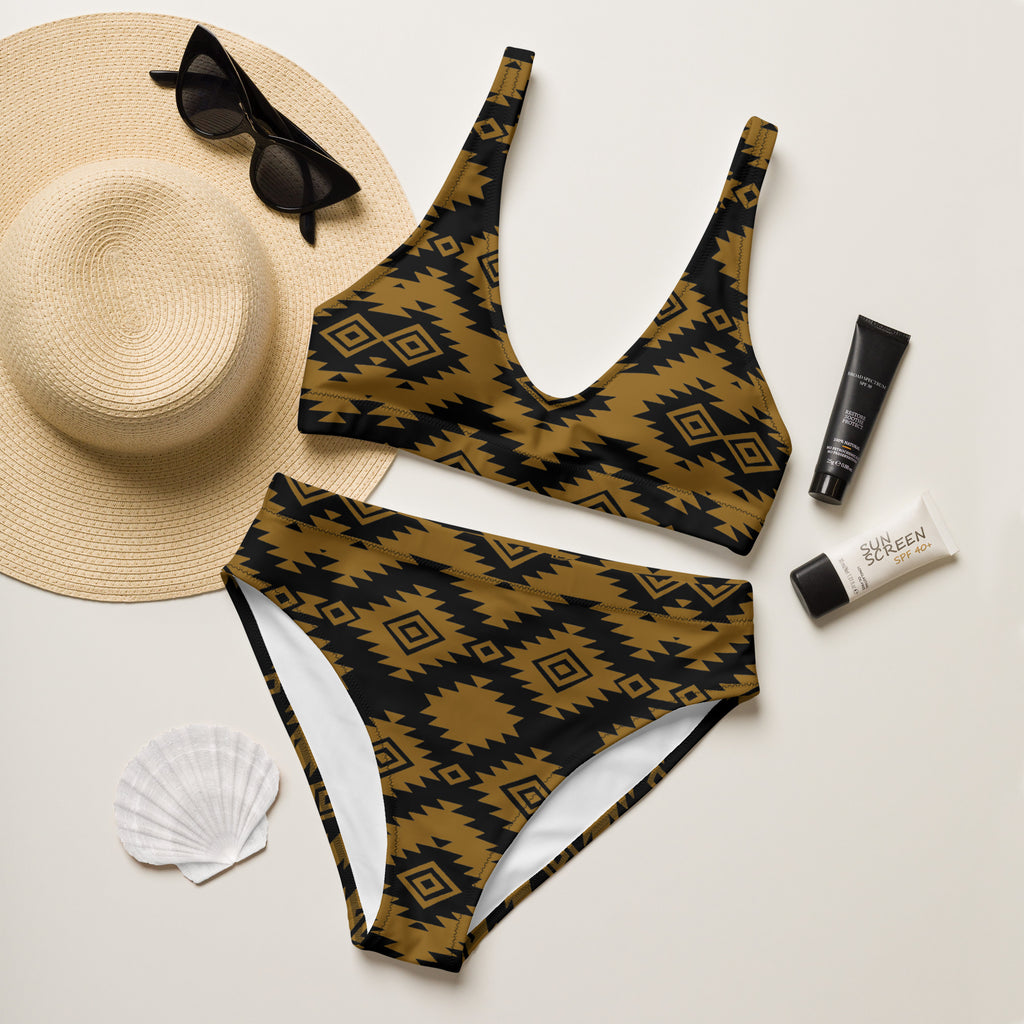 Black & Tan Aztec High Waist Bikini
