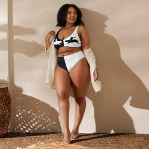 Bull Rider Black & White High Waist Bikini