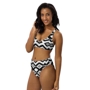 Black & White Aztec High Waist Bikini