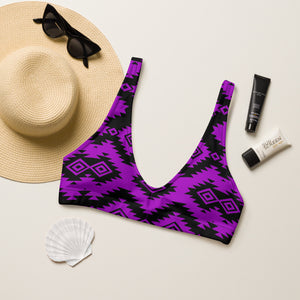 Purple & Black Aztec Bikini Top