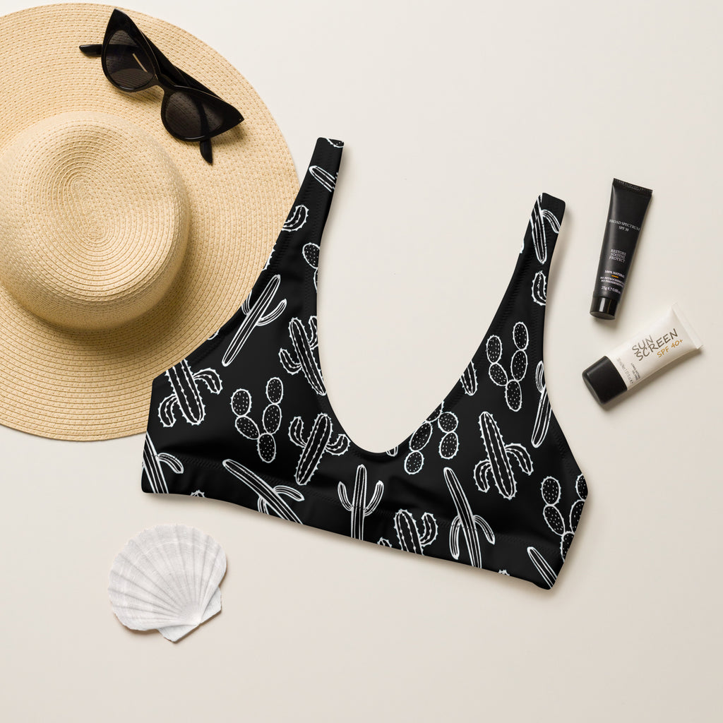 Black Cactus Bikini Top